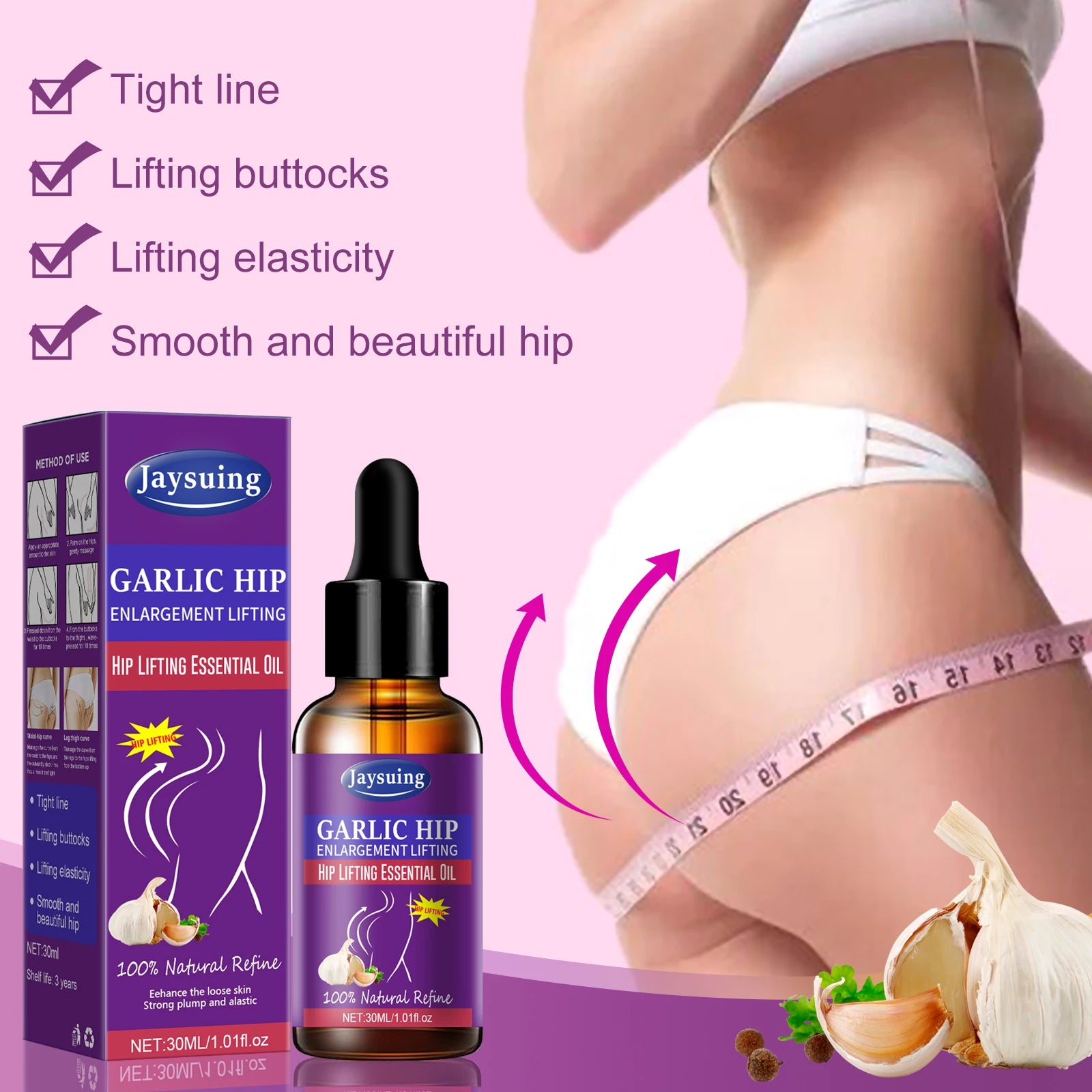 Garlic Buttock Enlargement Essential Oil Buttocks Firming Lifting Shape Massage Growth Increase Tighten Sexy Big Butt Body Care
